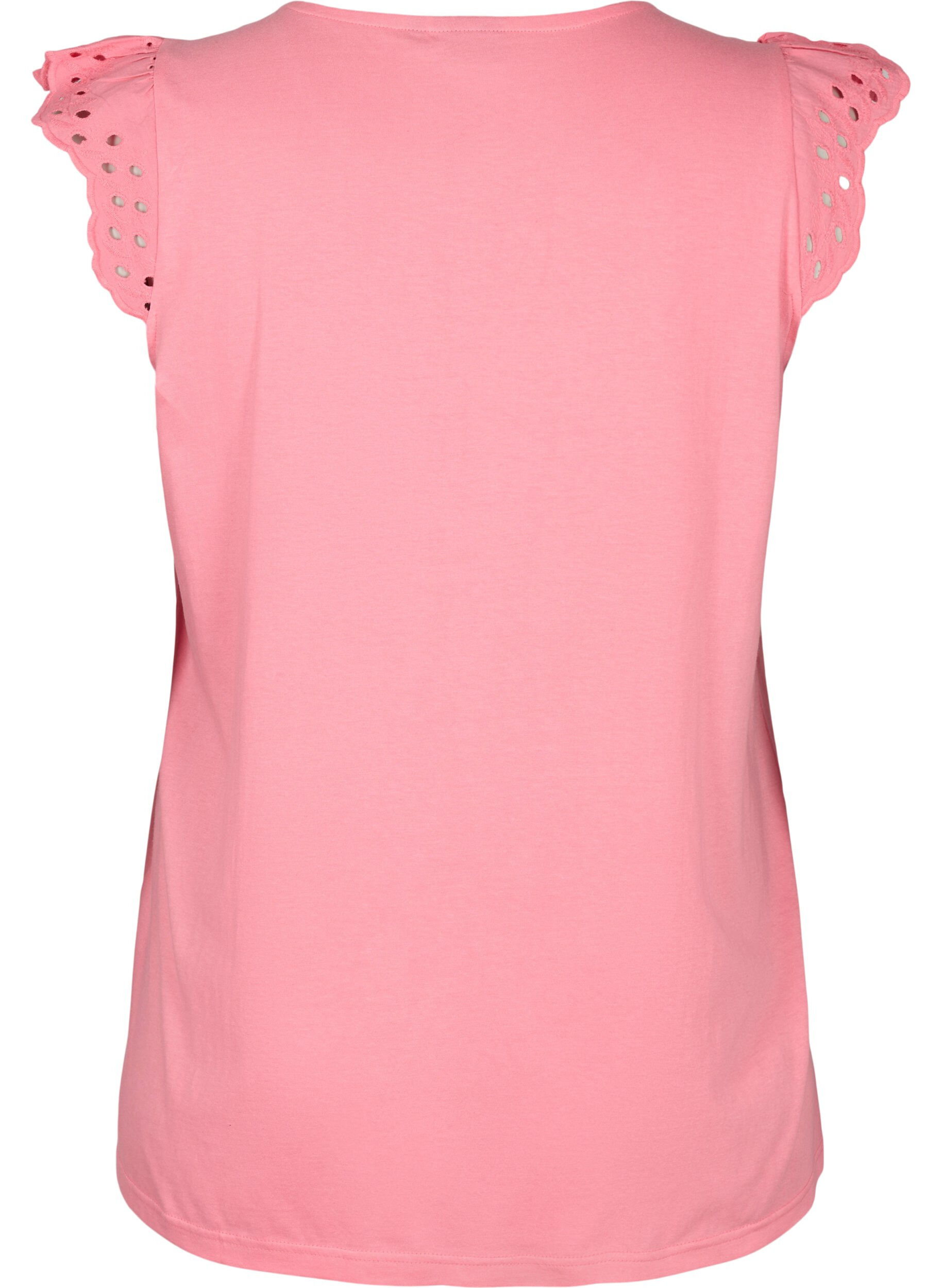 Zizzi T-Shirt aus Bio-Baumwolle mit Lochstickerei, Strawberry Pink , Packshot image number 1