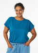 Kurz&auml;rmeliges T-Shirt aus einer Baumwollmischung, Petrol, Model image number 0