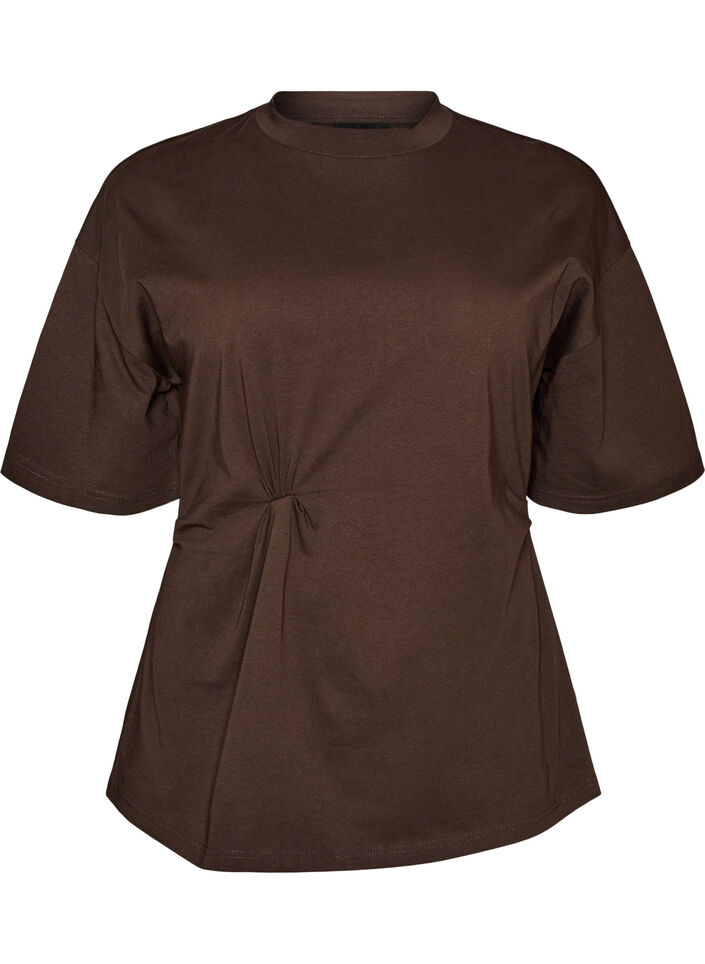 T-Shirt mit drapiertem Detail, Braun, Packshot image number 0