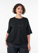 Bluse mit Rippstruktur und Knopfleiste, Schwarz, Model image number 0