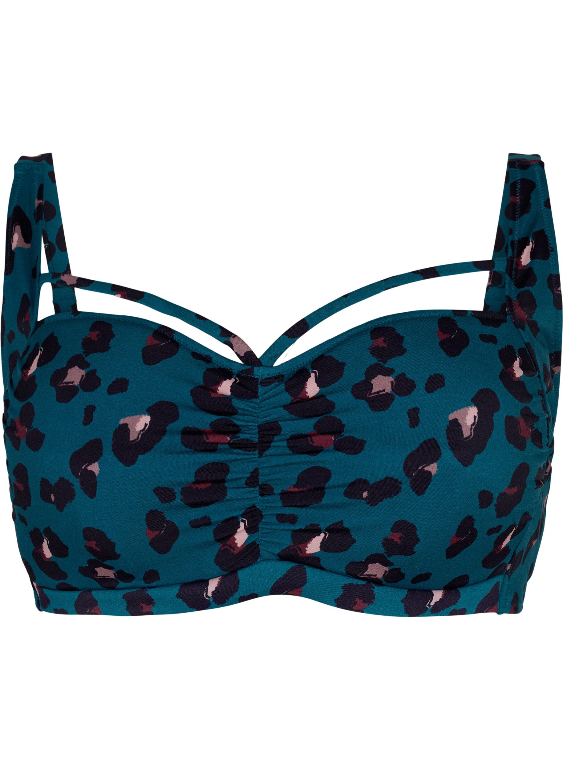 Zizzi Bikini-BH mit Raffung und Zierb&auml;ndern, Leopard, Packshot image number 0