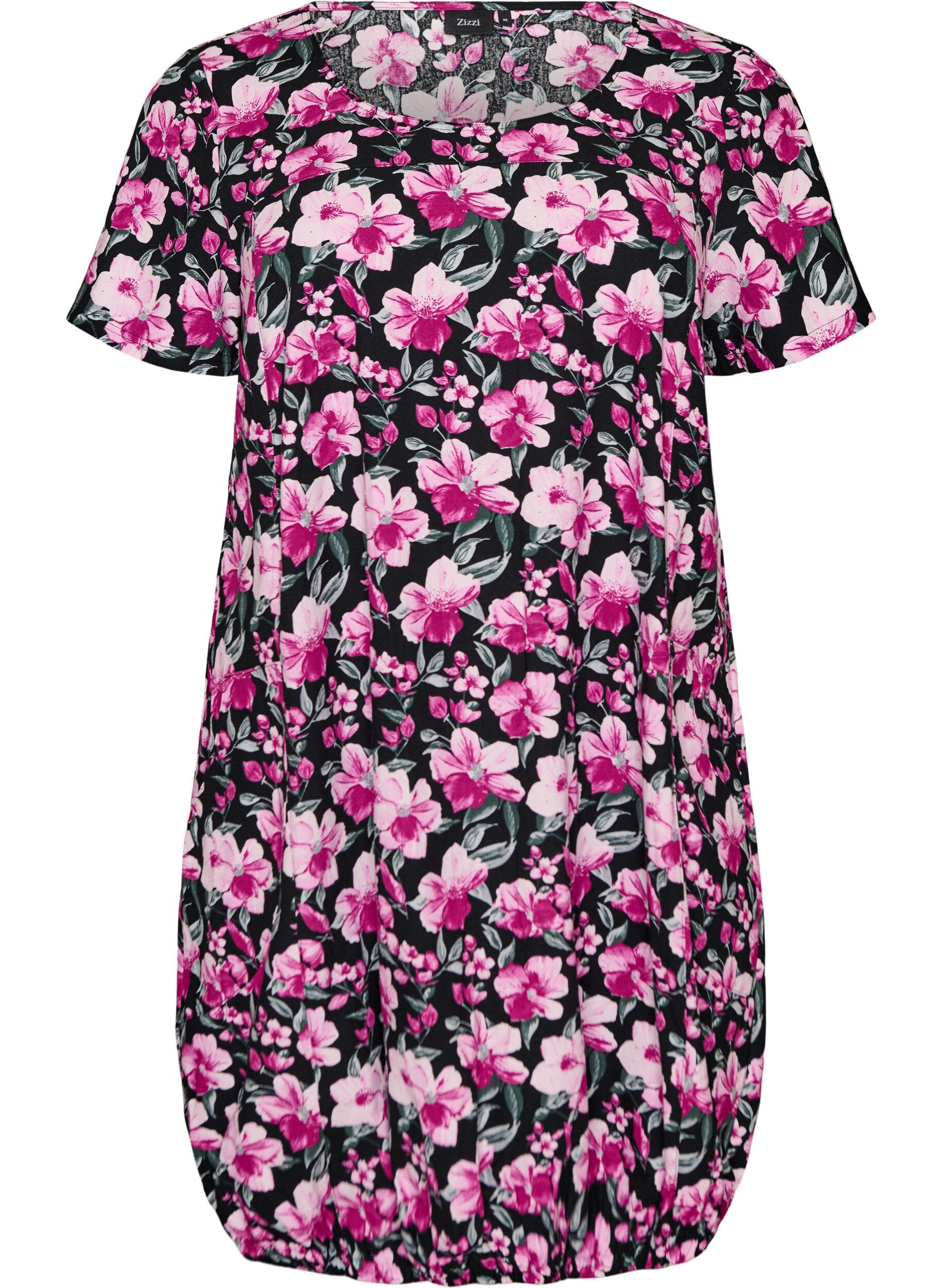 Kurz&auml;rmliges Baumwollkleid mit Aufdruck