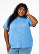 Bluse mit kurzen Ärmeln und einer welligen Struktur, Blau, Model image number 0