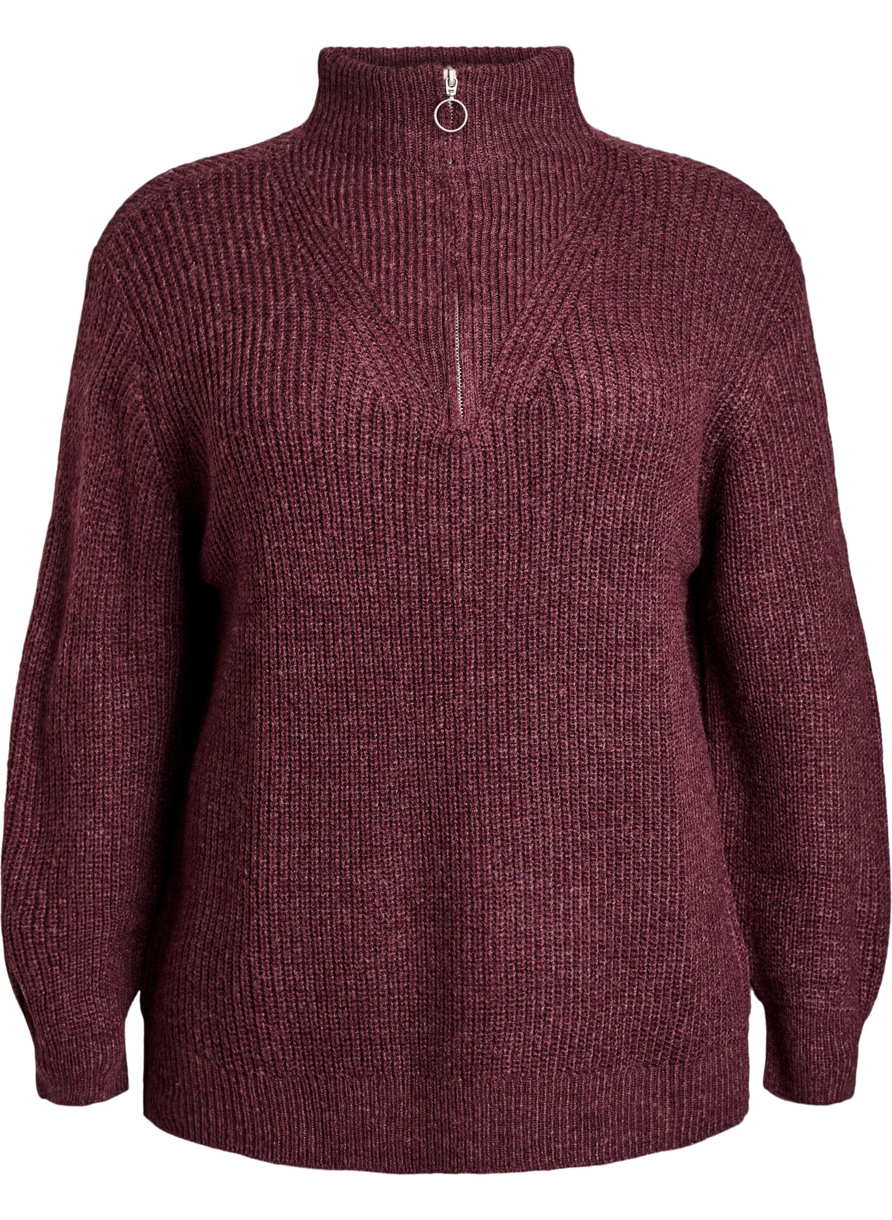 FLASH - Strickpullover mit hohem Kragen und Rei&szlig;verschluss
