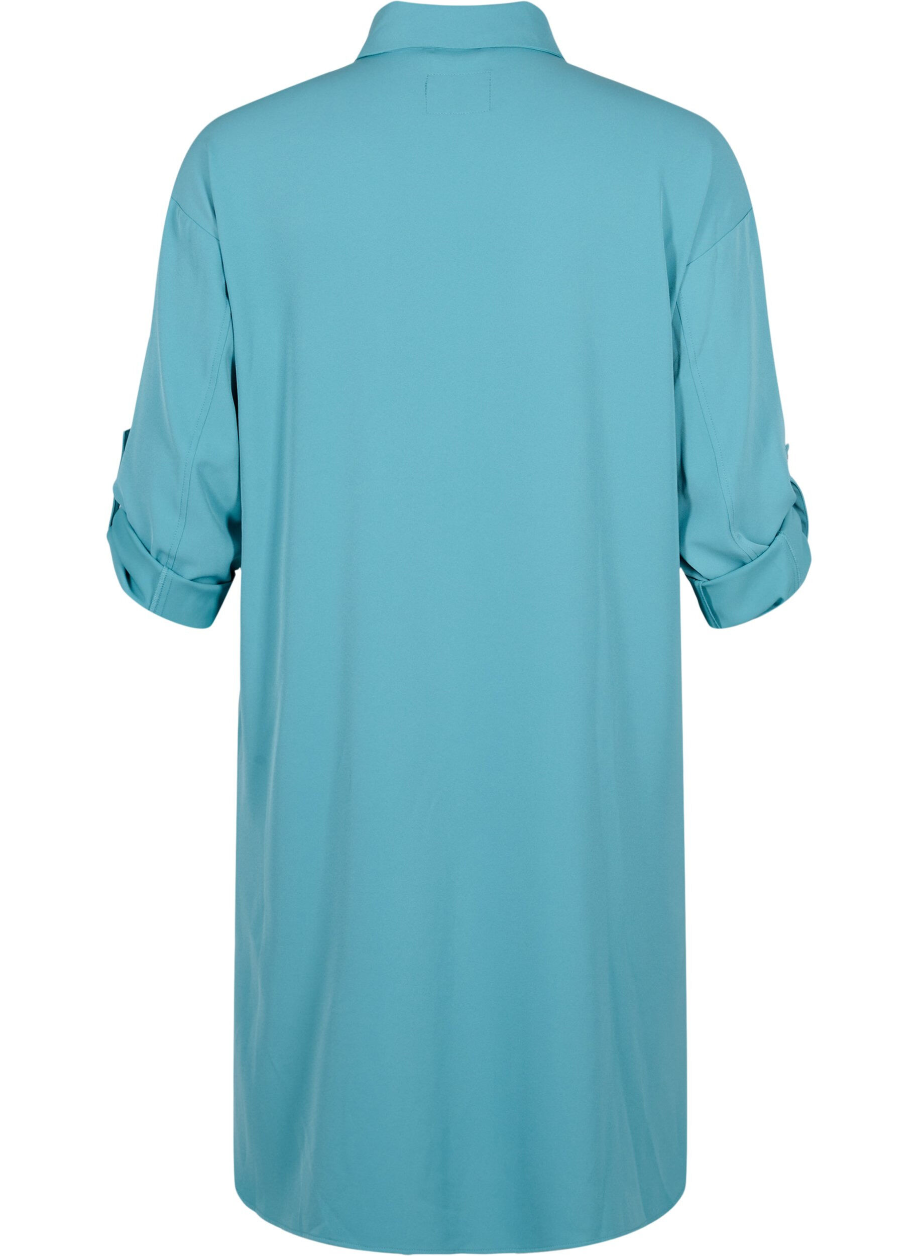 Zizzi Lange Hemdjacke mit Knopfverschluss, Brittany Blue, Packshot image number 1