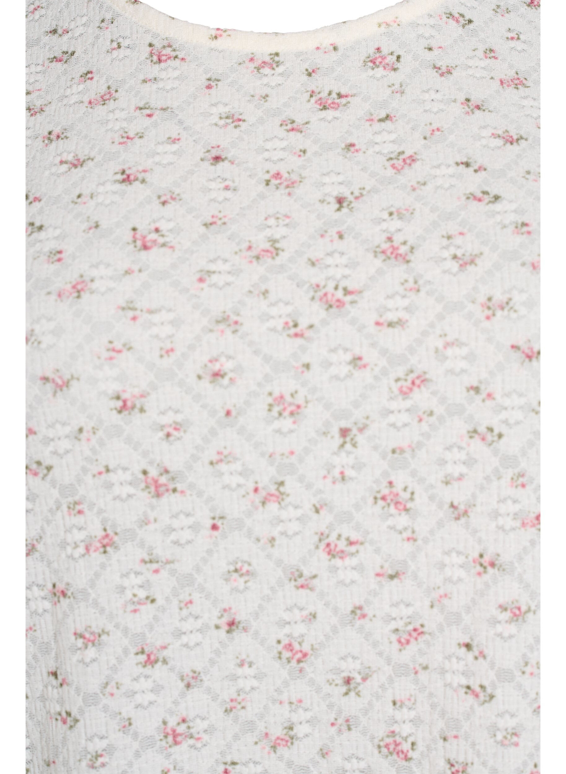 Zizzi Kurzarm-Jerseybluse mit Blumenprint, Wei&szlig;, Packshot image number 2