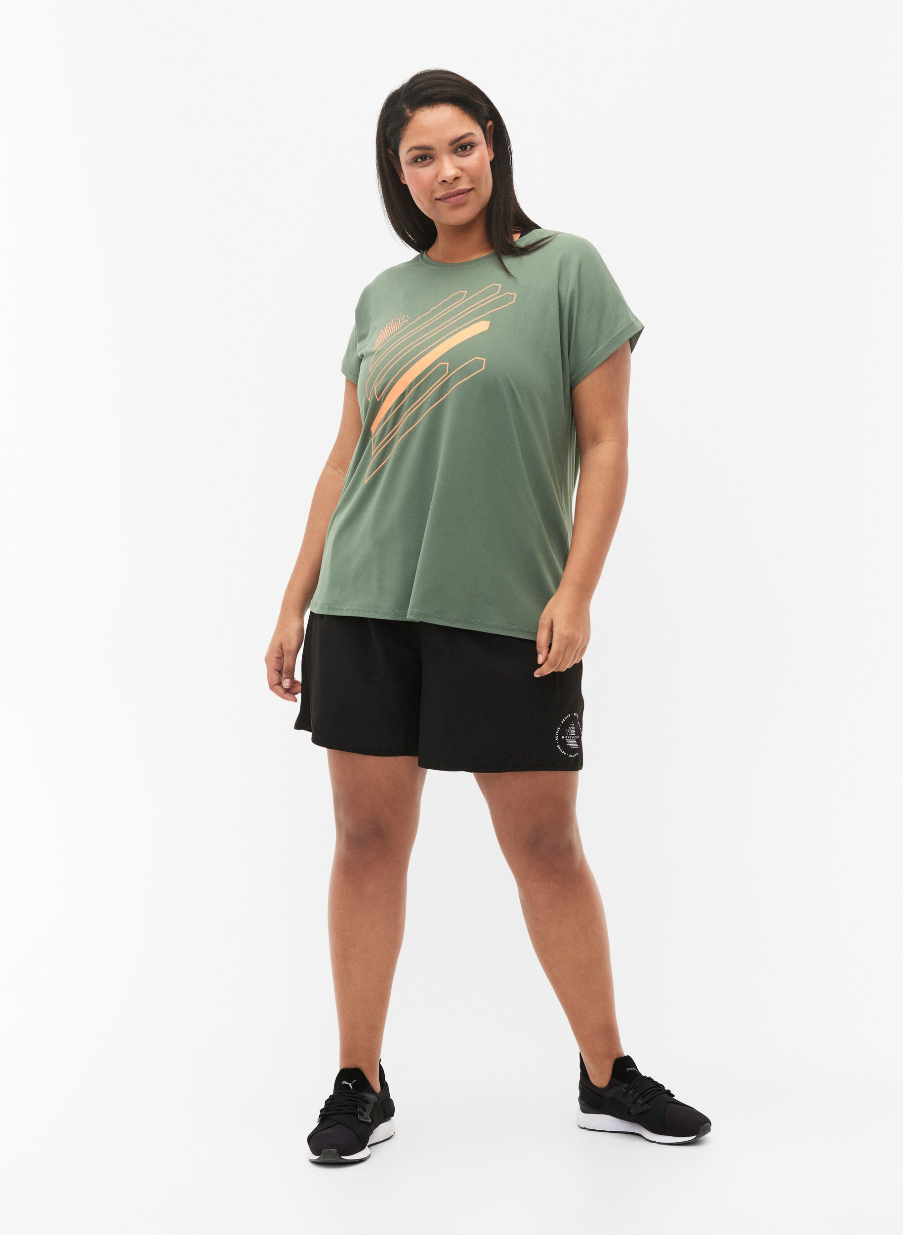 Zizzi Trainingsshirt mit kurzen &Auml;rmeln und Print, Laurel W. w. Print, Model image number 2