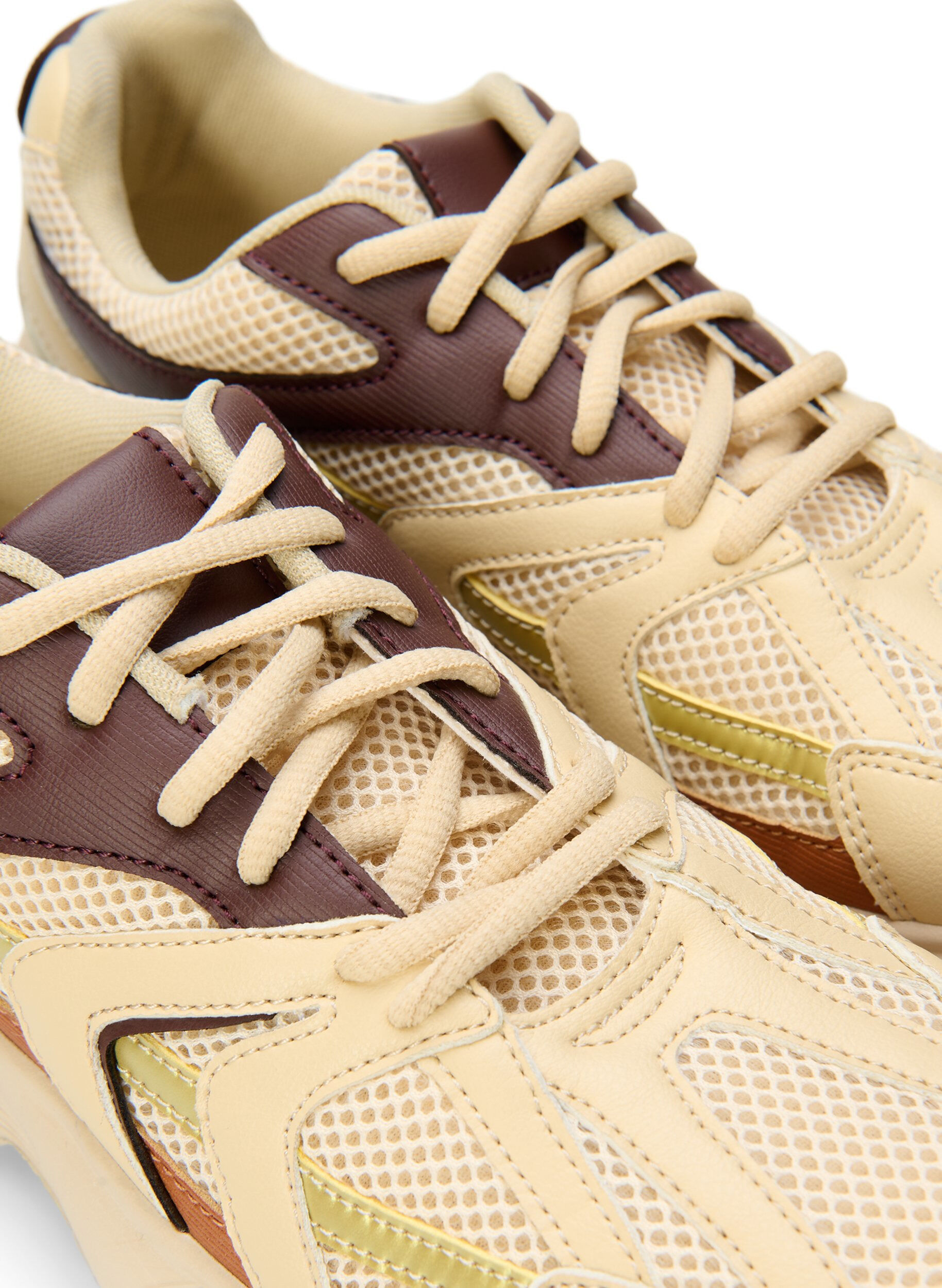 Zizzi Wide Fit Sneakers, Beige Brown, Packshot image number 3
