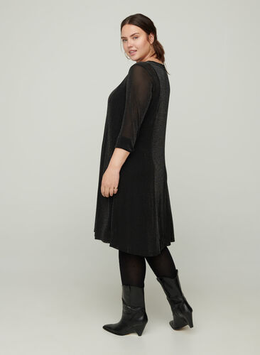 Langarm Kleid mit Schimmer, Black, Model image number 1