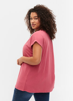 Kurzärmeliges T-Shirt aus einer Baumwollmischung, Rasperry Pink, Model image number 1