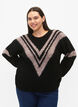 Gestrickter Pullover mit Streifendetail, Black Comb, Model image number 0