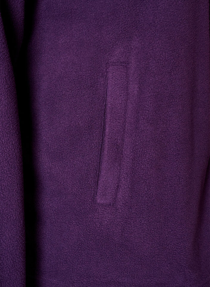 Top aus Fleece mit Rei&szlig;verschluss und hohem Kragen, Lila, Packshot image number 3
