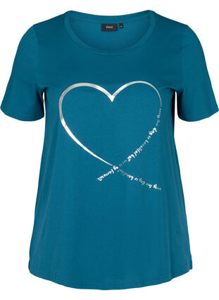 Kurzarm T-Shirt mit Print, Blue Coral, Packshot image number 0