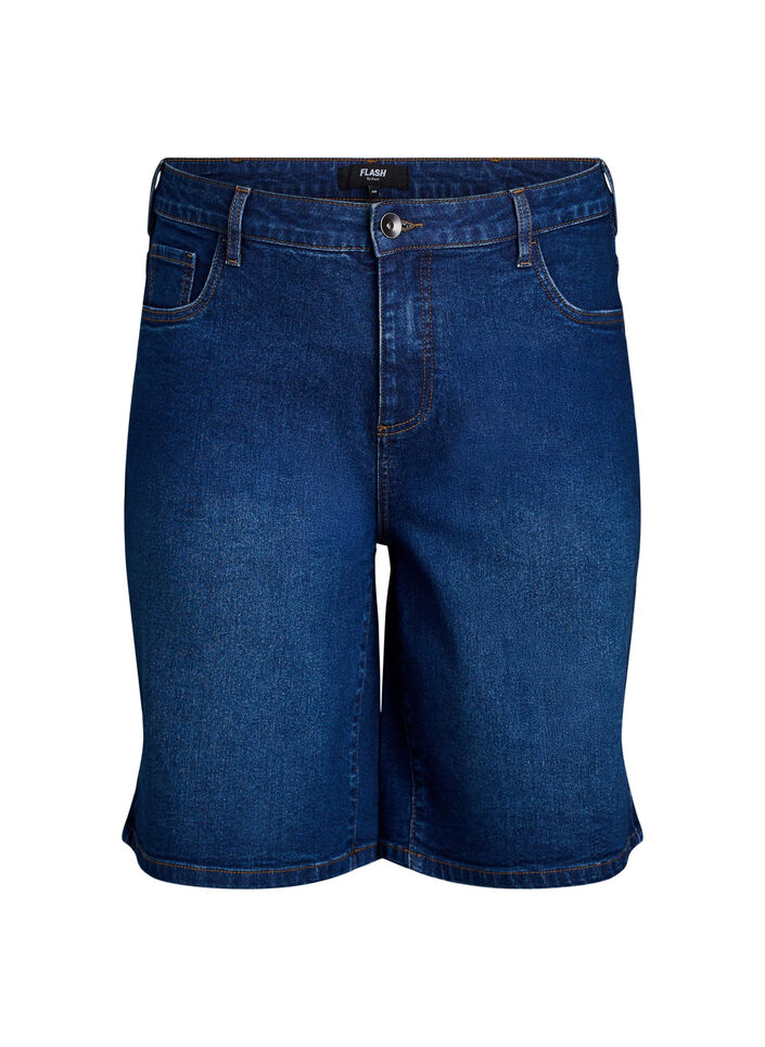 FLASH - Locker sitzende Jeansshorts mit hoher Taille, Blau, Packshot image number 0