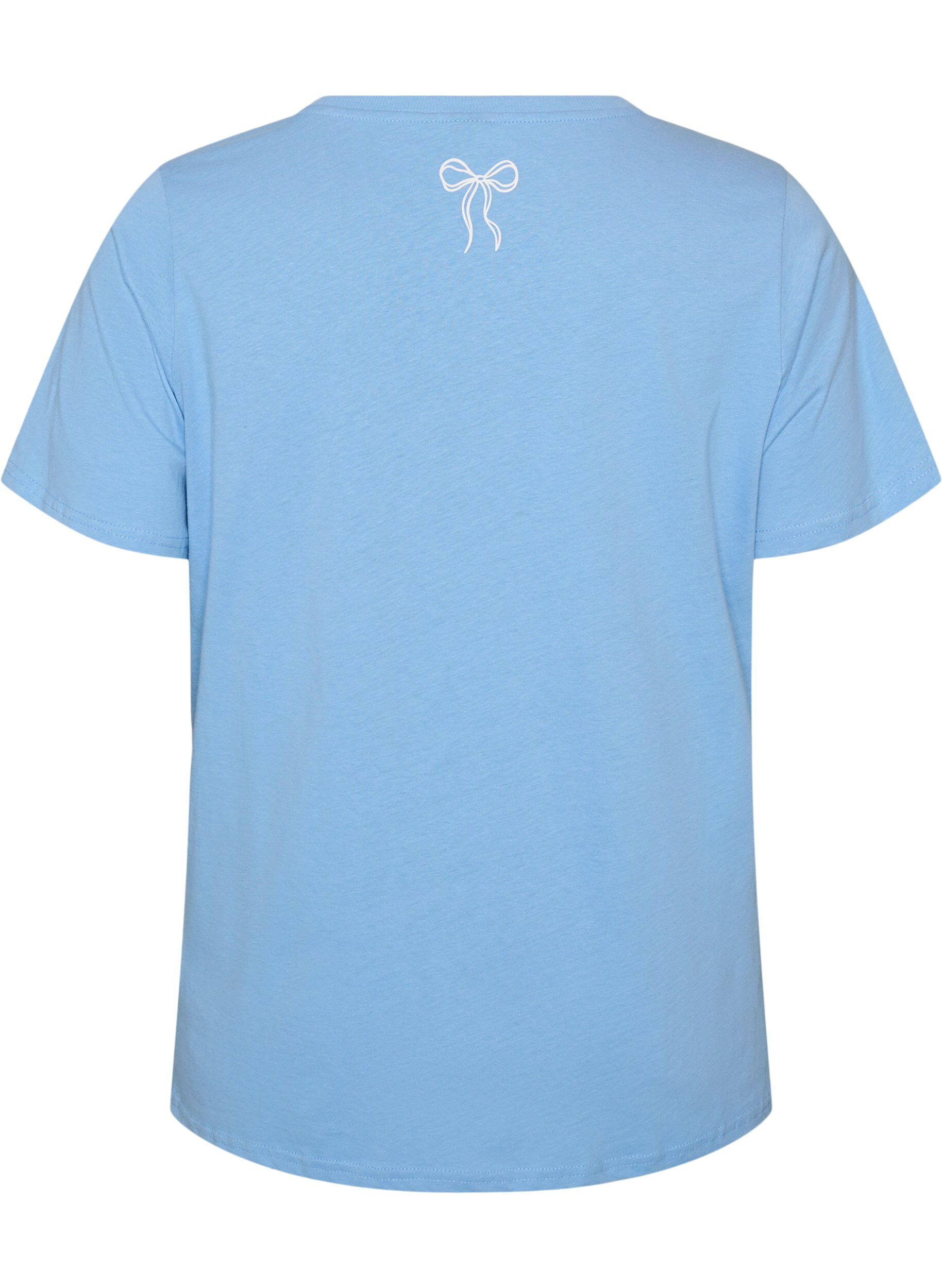 ZizziT-Shirt aus Baumwolle mit V-Ausschnitt und Frontprint, Blau, Packshot image number 1