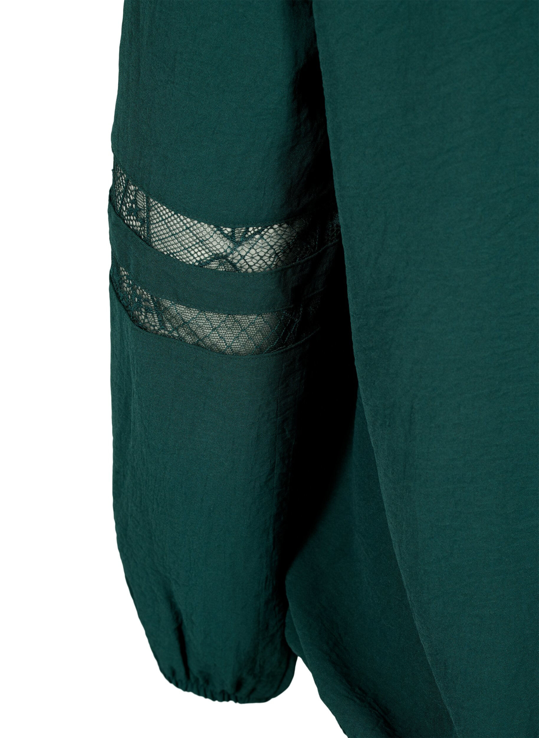 Zizzi  Langarm-Bluse mit Spitze, Scarab, Packshot image number 3