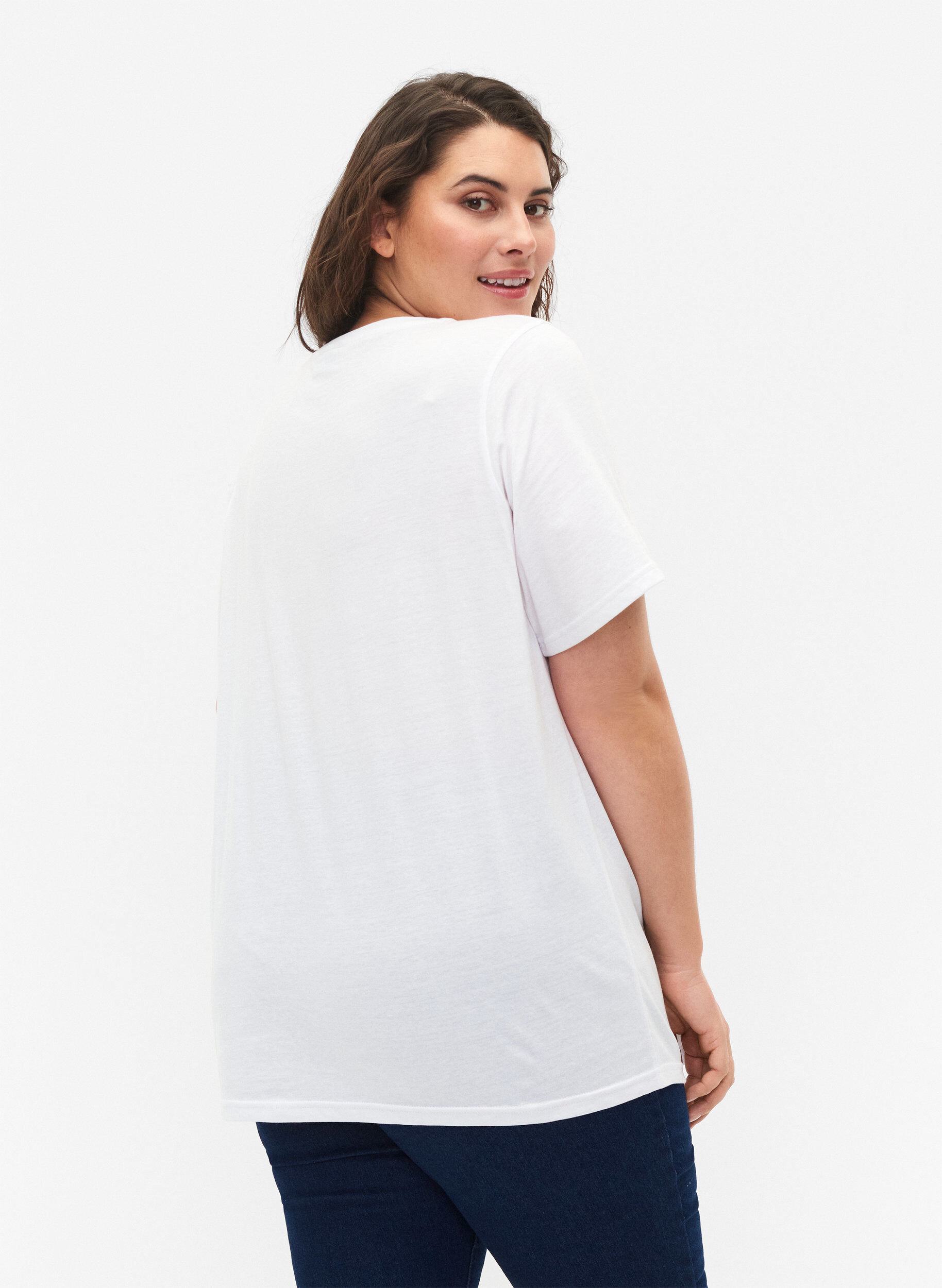 Zizzi FLASH - 2er-Pack T-Shirts mit Rundhalsausschnitt, White/Black, Model image number 1