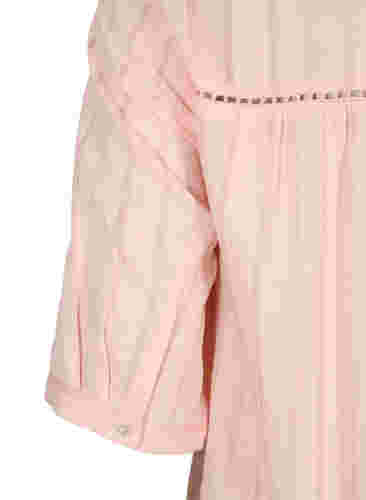 Gestreiftes Viskose Kleid mit Spitzenbändern, Strawberry Cream, Packshot image number 3