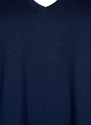 Kurzärmeliges Basic T-Shirt mit V-Ausschnitt, Navy Blazer, Packshot image number 2