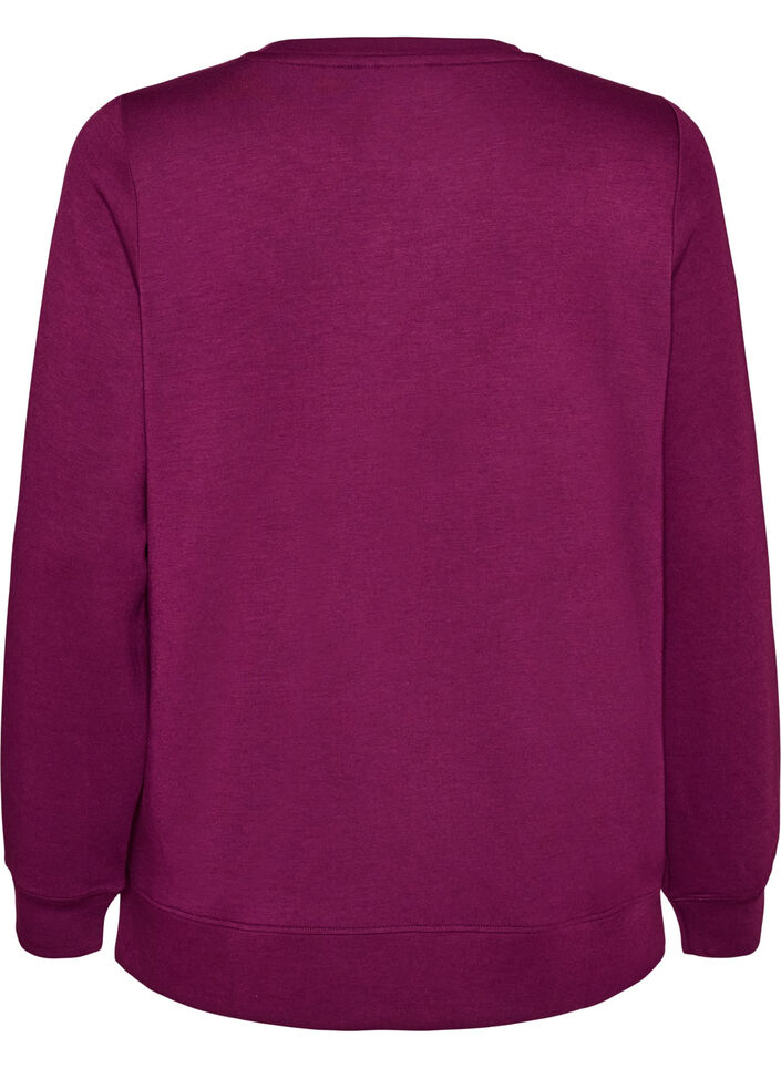 Lang&auml;rmelige Bluse aus Jersey mit Rundhalsausschnitt, Lila, Packshot image number 1