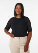 Top aus Mesh mit kurzen &Auml;rmeln und Rundhalsausschnitt, Schwarz, Model image number 0