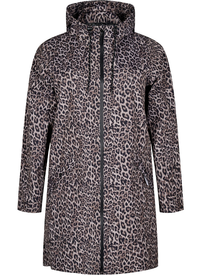 Regenjacke mit Taschen und Kapuze, Braun, Packshot image number 0