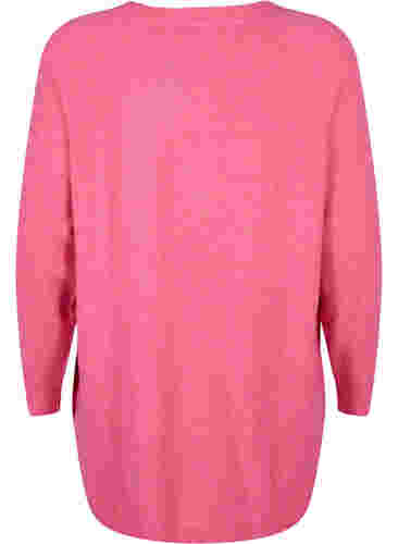 Strickbluse mit Knopfdetails, Hot Pink White Mel., Packshot image number 1