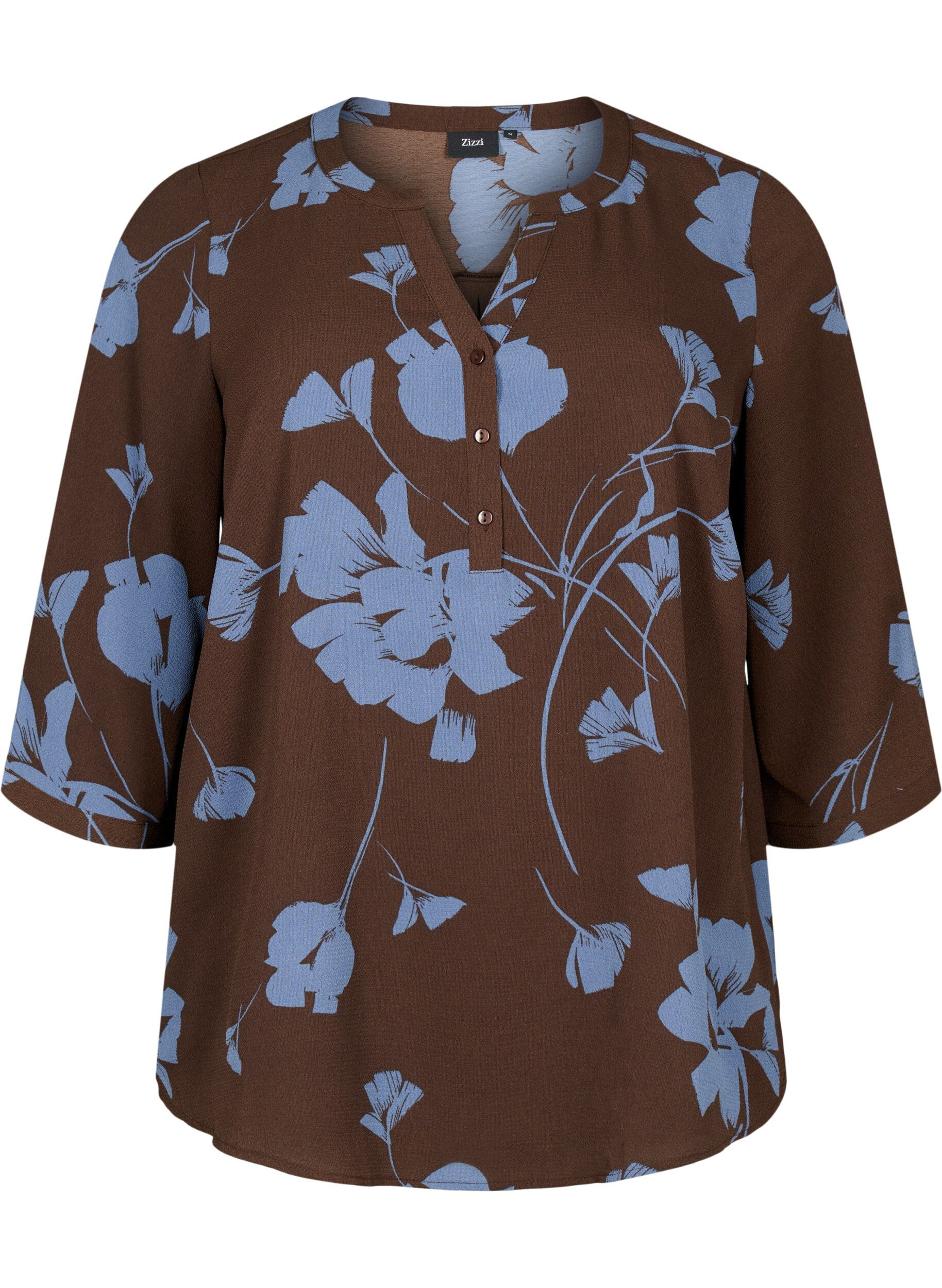 Zizzi Gepunktete Bluse mit 3/4-&Auml;rmeln , Falcon Flower, Packshot image number 0