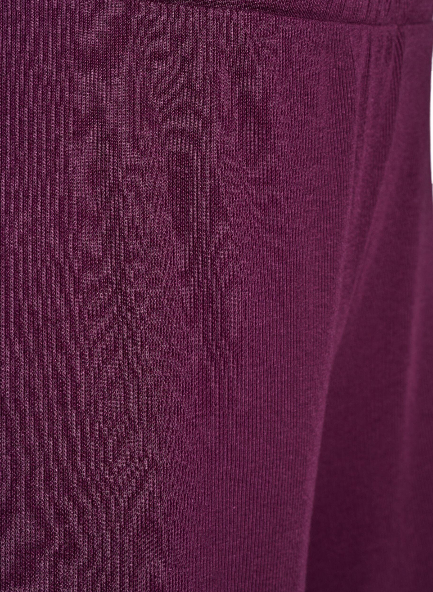 ZizziLockere Nachtshorts aus geripptem Material mit Spitzensaum, Dunkles Bordeaux, Packshot image number 2