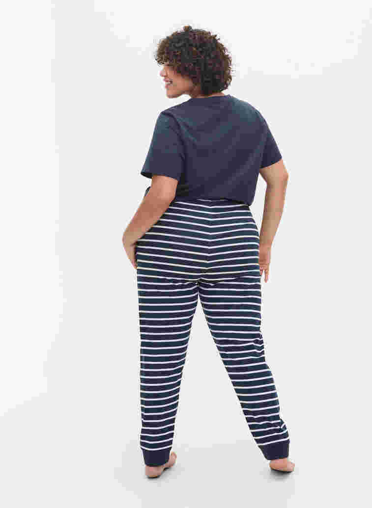 Pyjamahose aus Baumwolle, Navy Blazer Stripe , Model image number 0