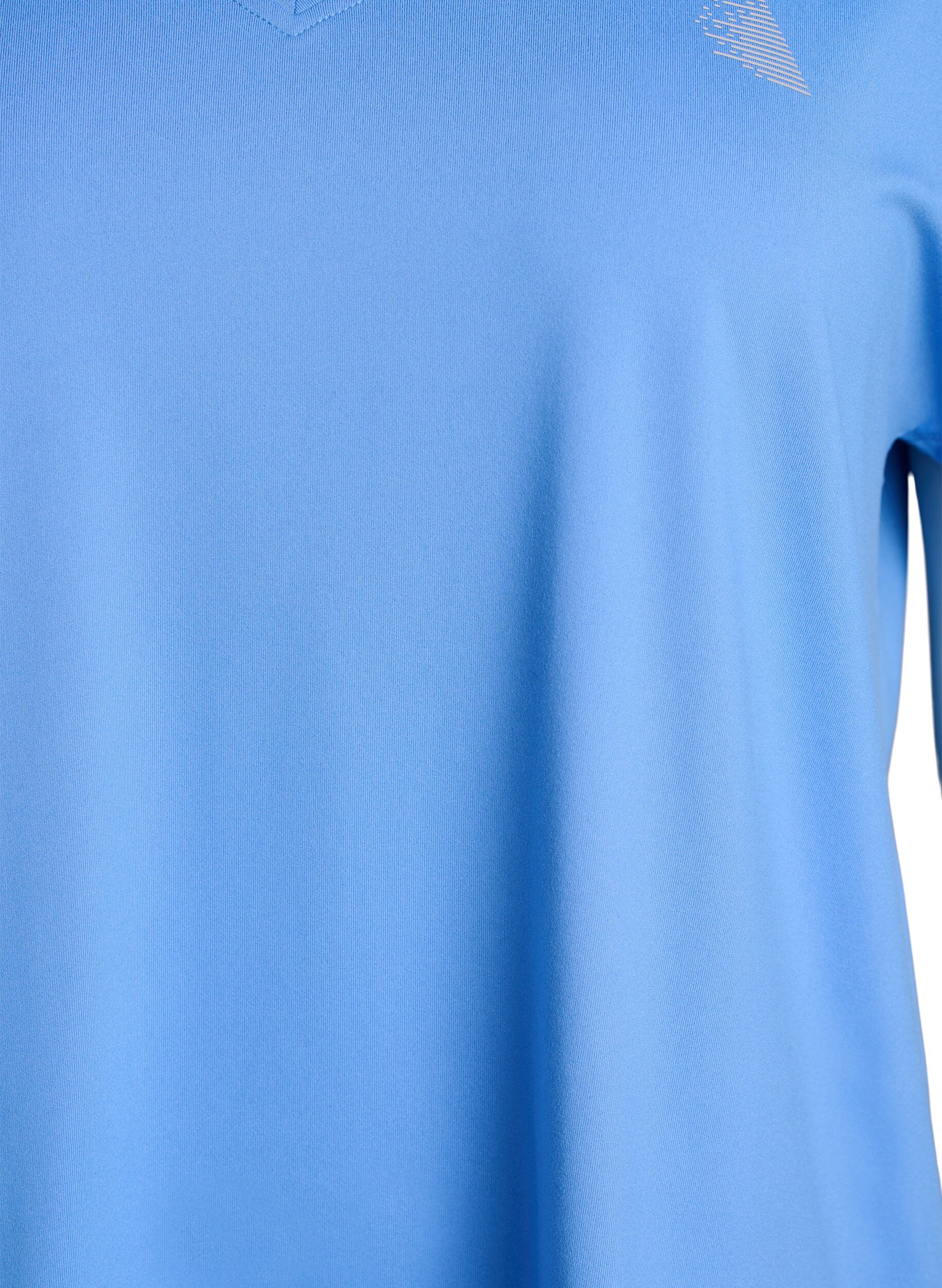 Zizzi Lockeres Trainings-T-Shirt mit V-Ausschnitt, Blau, Packshot image number 2