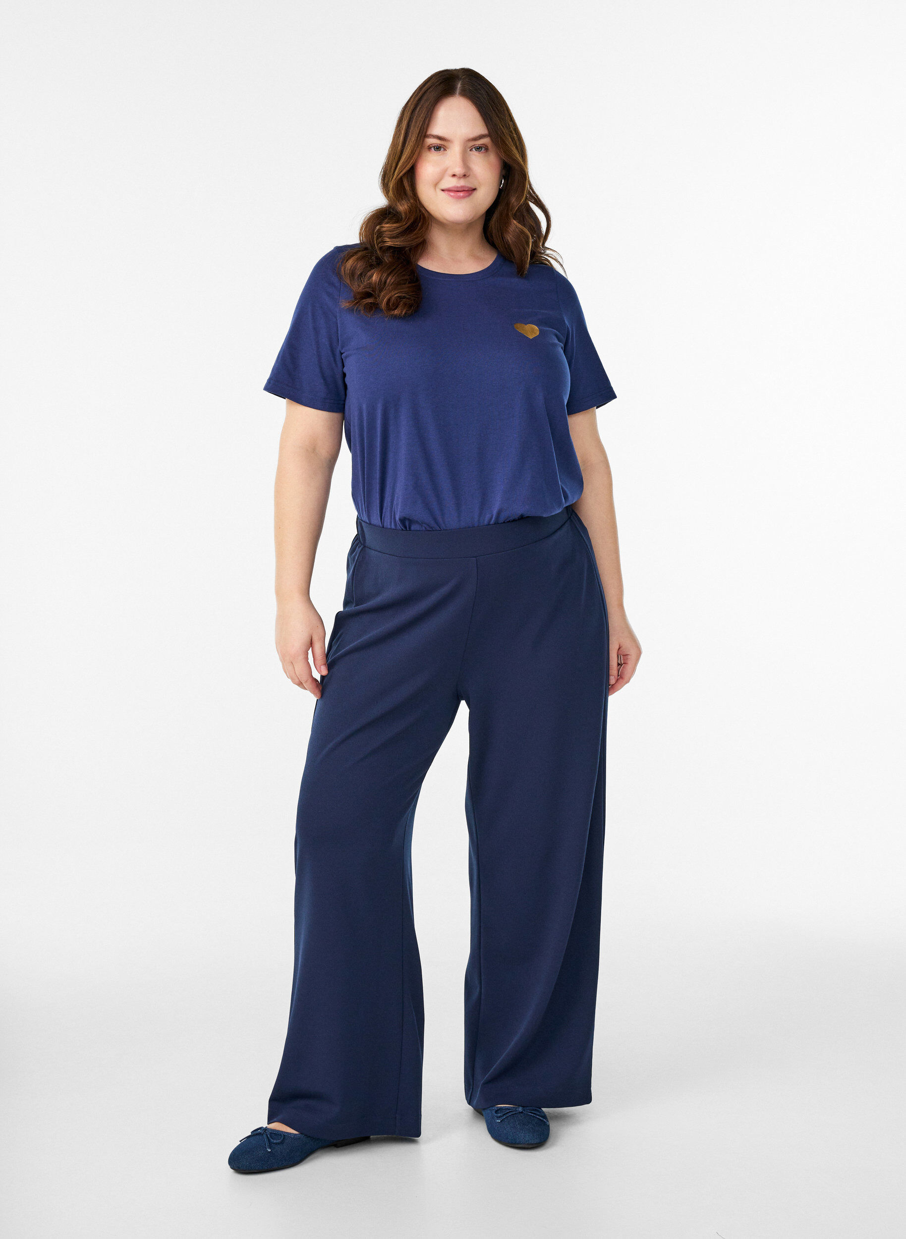 Zizzi FLASH - T-Shirt mit Print., Blau, Model image number 1