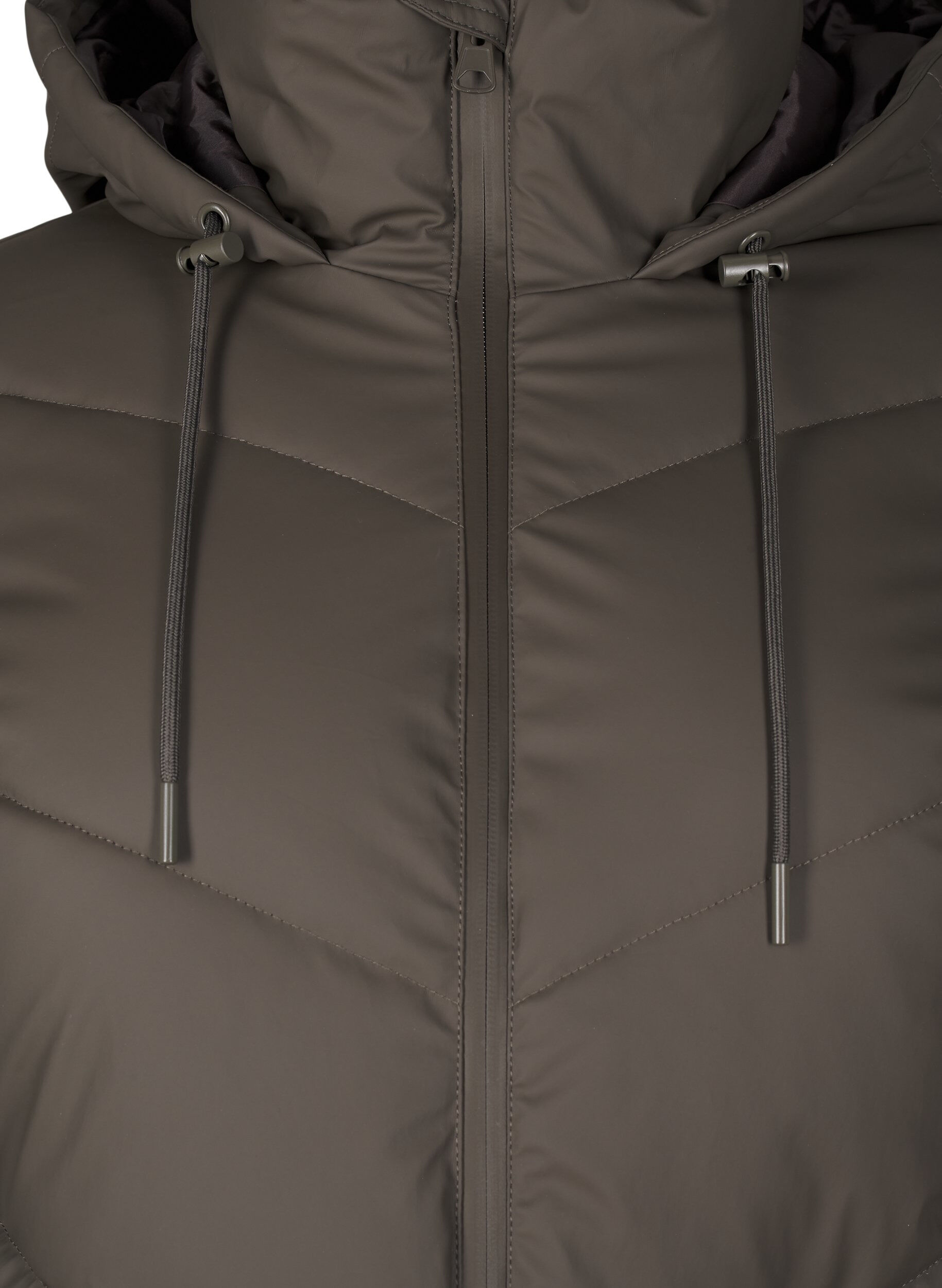 Zizzi Wasserabweisende Steckenjacke mit Kapuze, Braun, Packshot image number 2
