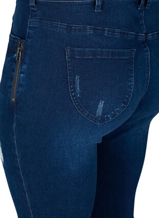 Super Slim Amy Jeans mit Schlitz, Dark blue denim, Packshot image number 3