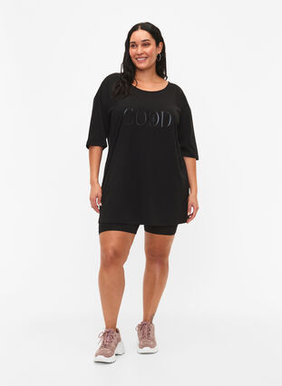 Overssize Baumwoll-T-Shirt mit Print	, Black GOOD, Model image number 2
