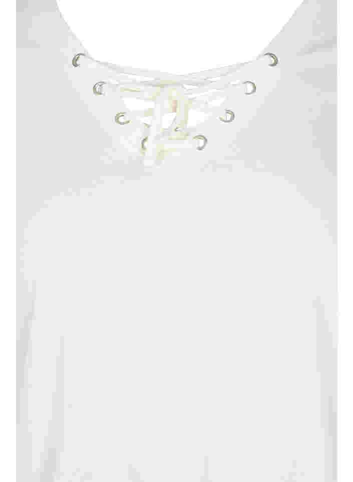 T-Shirt aus Bio-Baumwolle mit Schnurdetails, Warm Off-white, Packshot image number 2