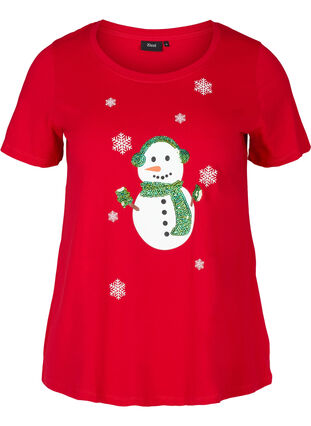 Weihnachts-T-Shirt mit Pailletten, Red, Packshot image number 0