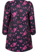 Kurzes Jacquardkleid mit langen Ärmeln, Black w. Red Rose, Packshot image number 1