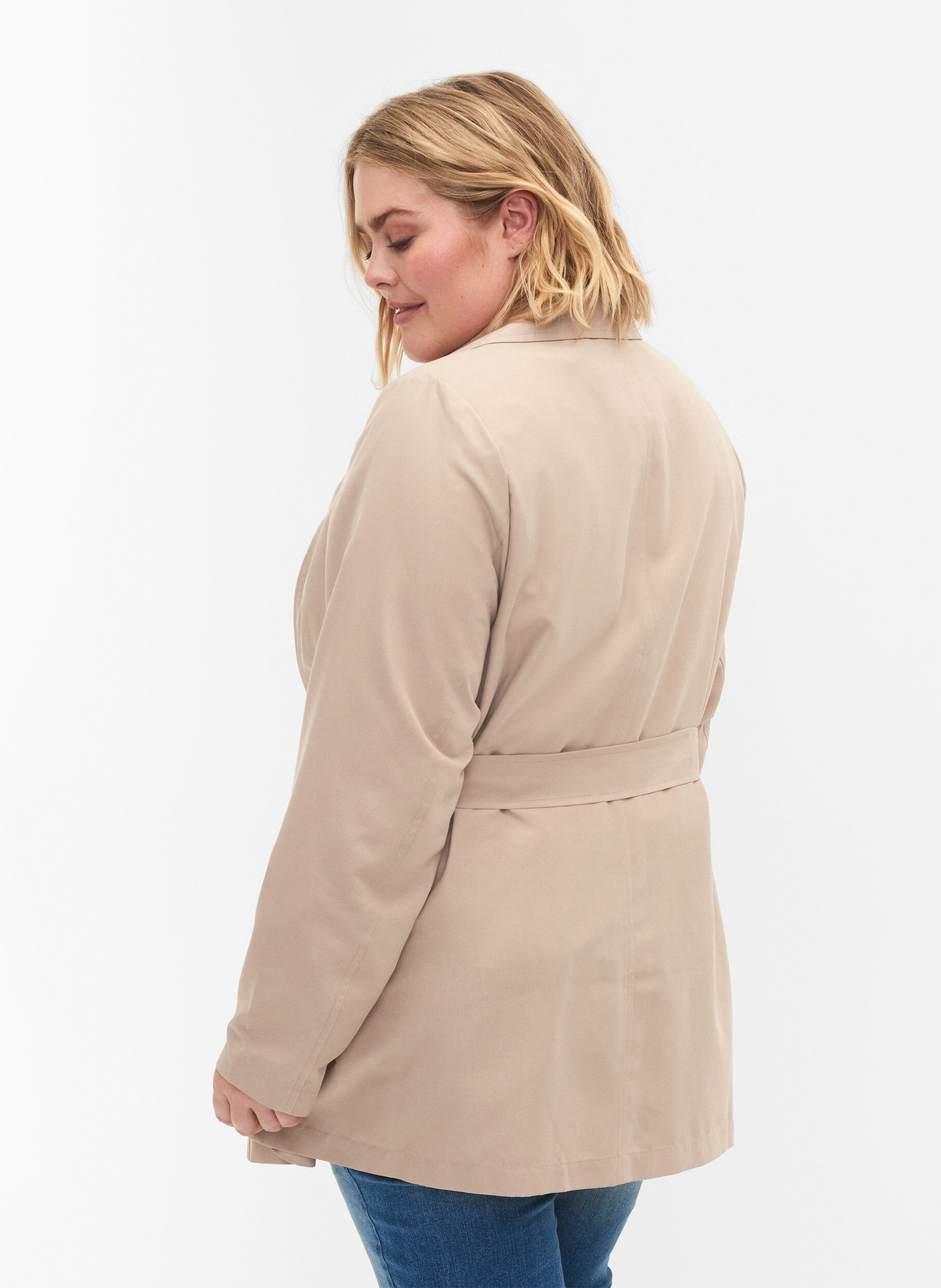 Zizzi Trenchcoat mit G&uuml;rtel und Taschen, Nomad, Model image number 1