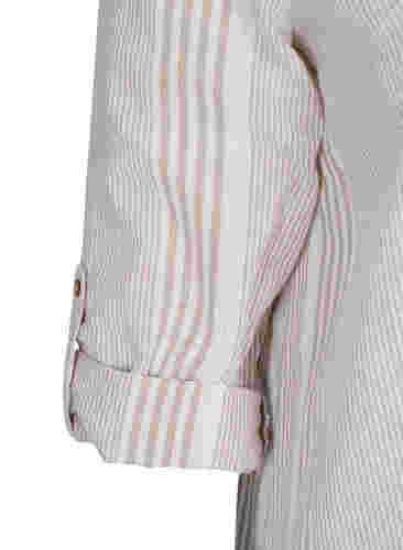 Kleid mit V-Ausschnitt und Kragen, White Taupe Stripe, Packshot image number 3