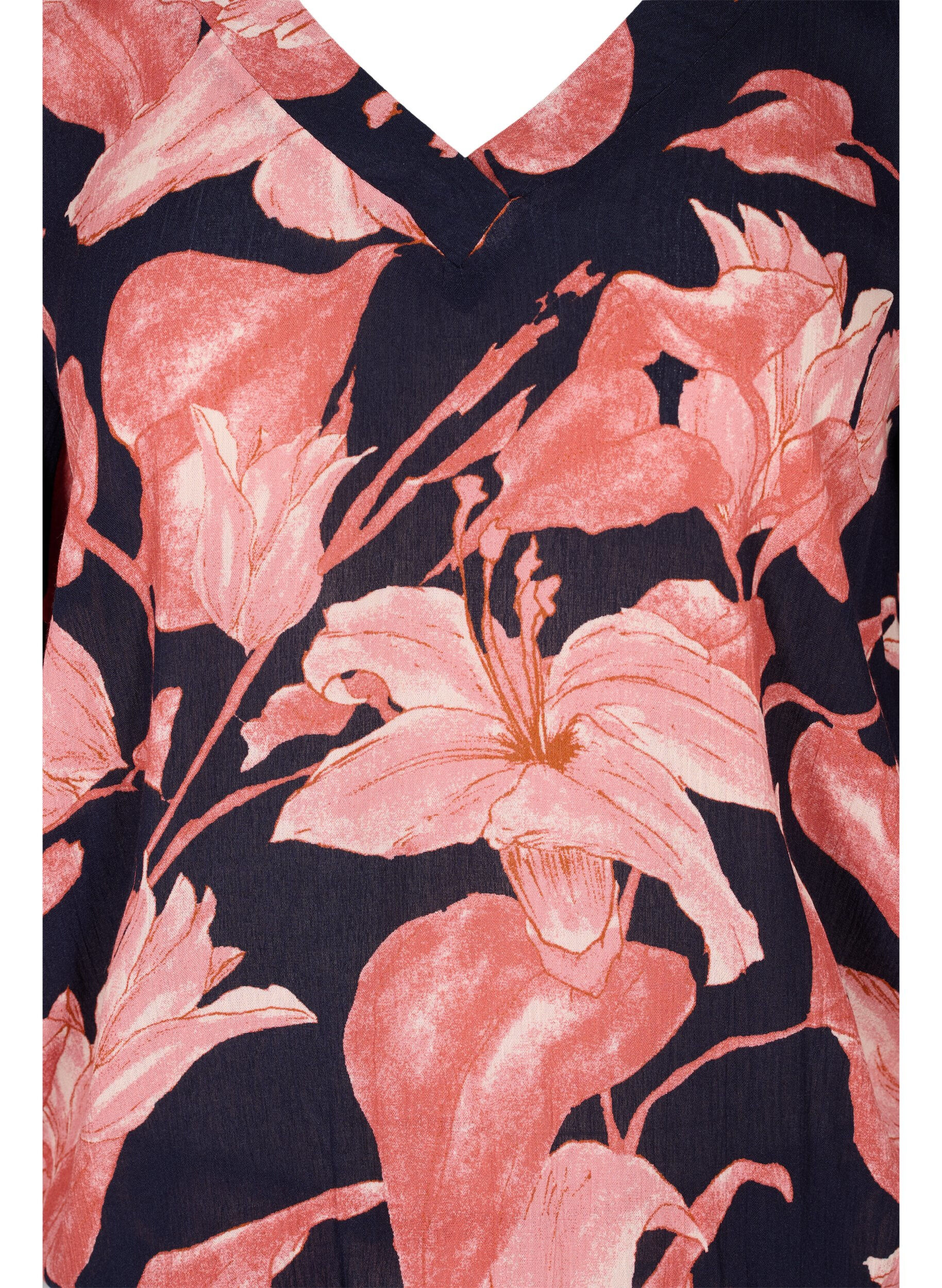 Zizzi Viskosebluse mit Smok, N. Sky Sketch Flower, Packshot image number 2