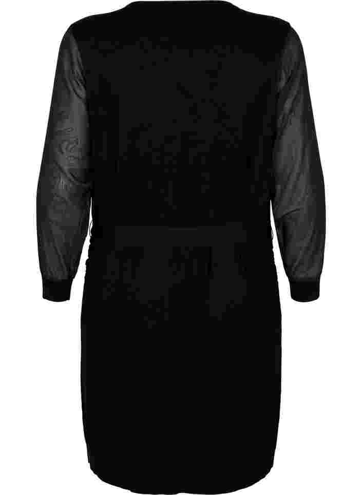 Gestricktes Schwangerschaftskleid mit durchsichtigen Ärmeln, Black, Packshot image number 1