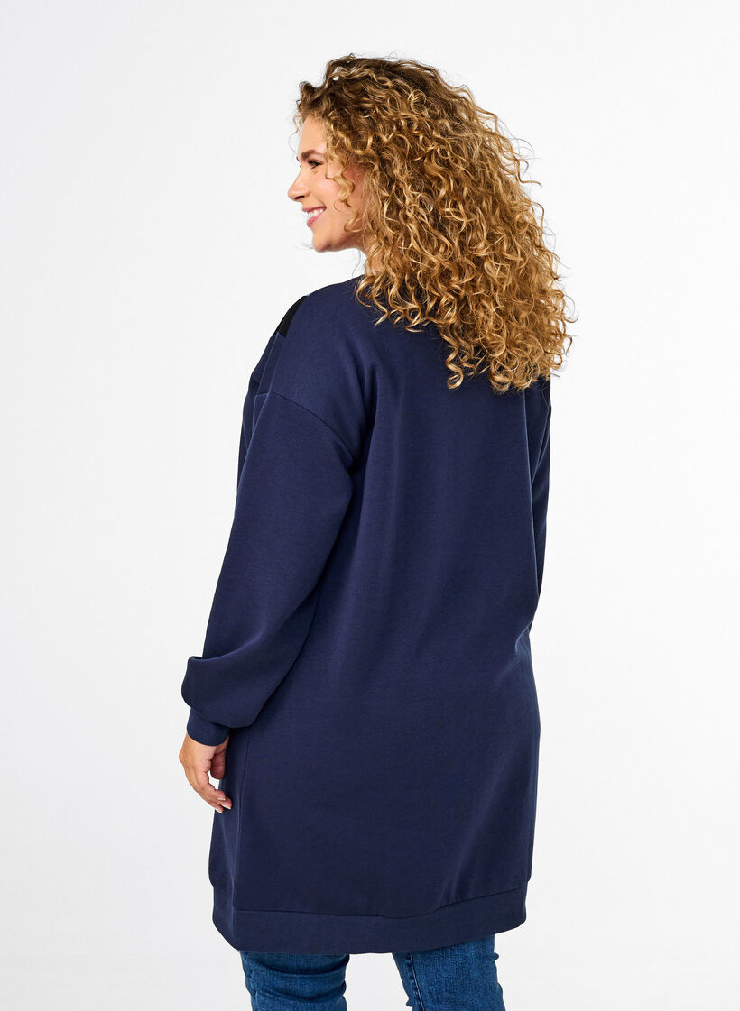 Langes Sweatshirt mit Farbblock, Navy B. Color Block, Model image number 1