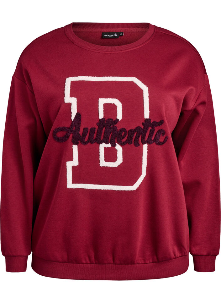 Sweatshirt mit Frottee-Schriftzug, Dunkles Bordeaux, Packshot image number 0
