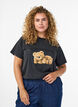 T-Shirt mit Teddybär-Print und abgenutzter Optik, Grau, Model image number 0