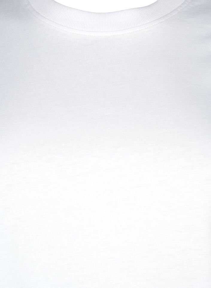 Basic-T-Shirt aus Baumwolle mit Rundhalsausschnitt, Wei&szlig;, Packshot