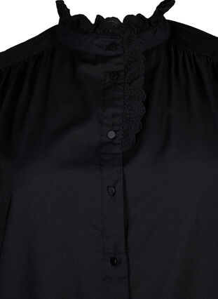 Viskose Hemdblusenkleid mit Rüschen, Black, Packshot image number 2