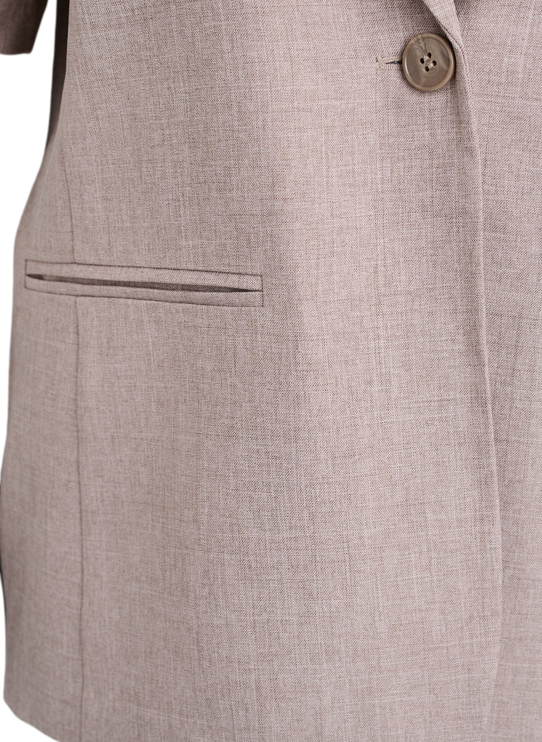 Zizzi Blazer mit kurzen &Auml;rmeln und Revers, Braun, Packshot image number 2