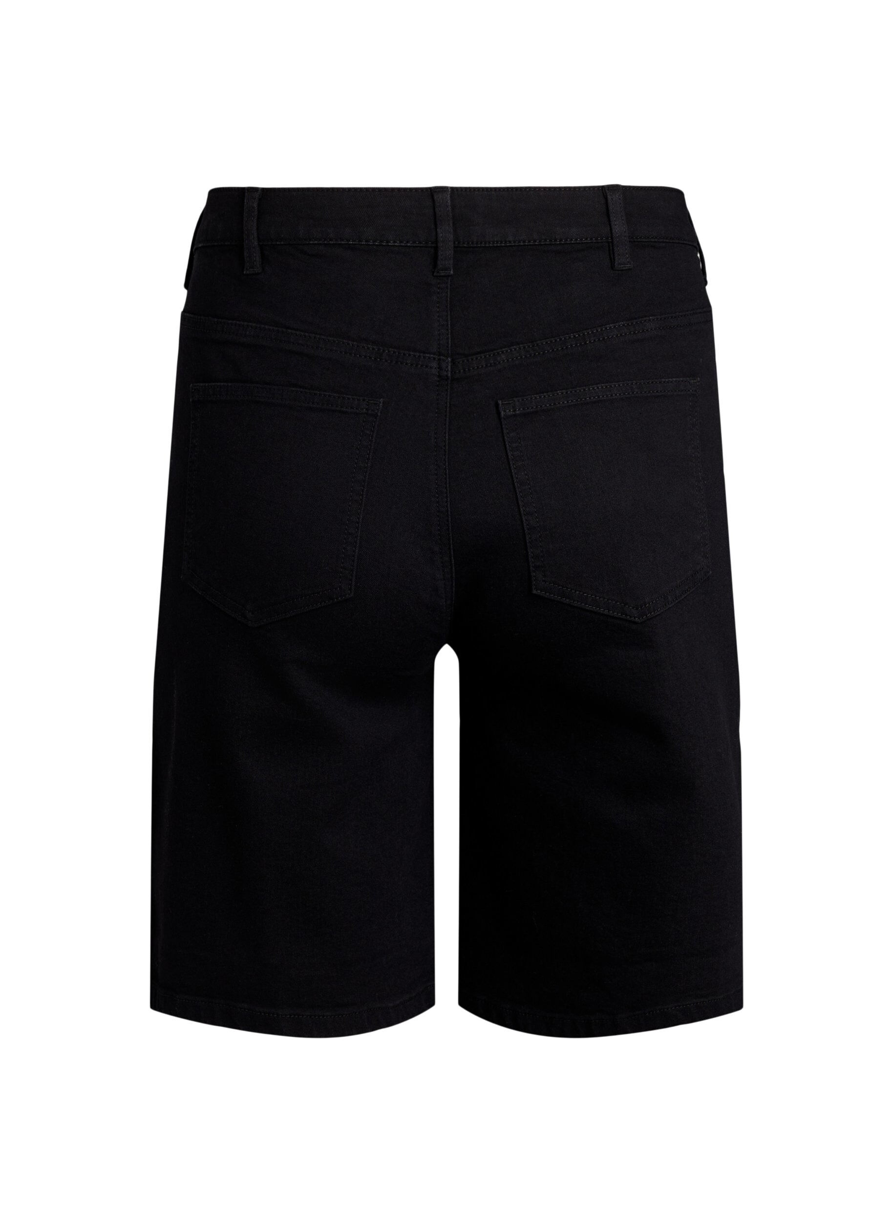 Zizzi FLASH - Locker sitzende Jeansshorts mit hoher Taille, Schwarz, Packshot image number 1