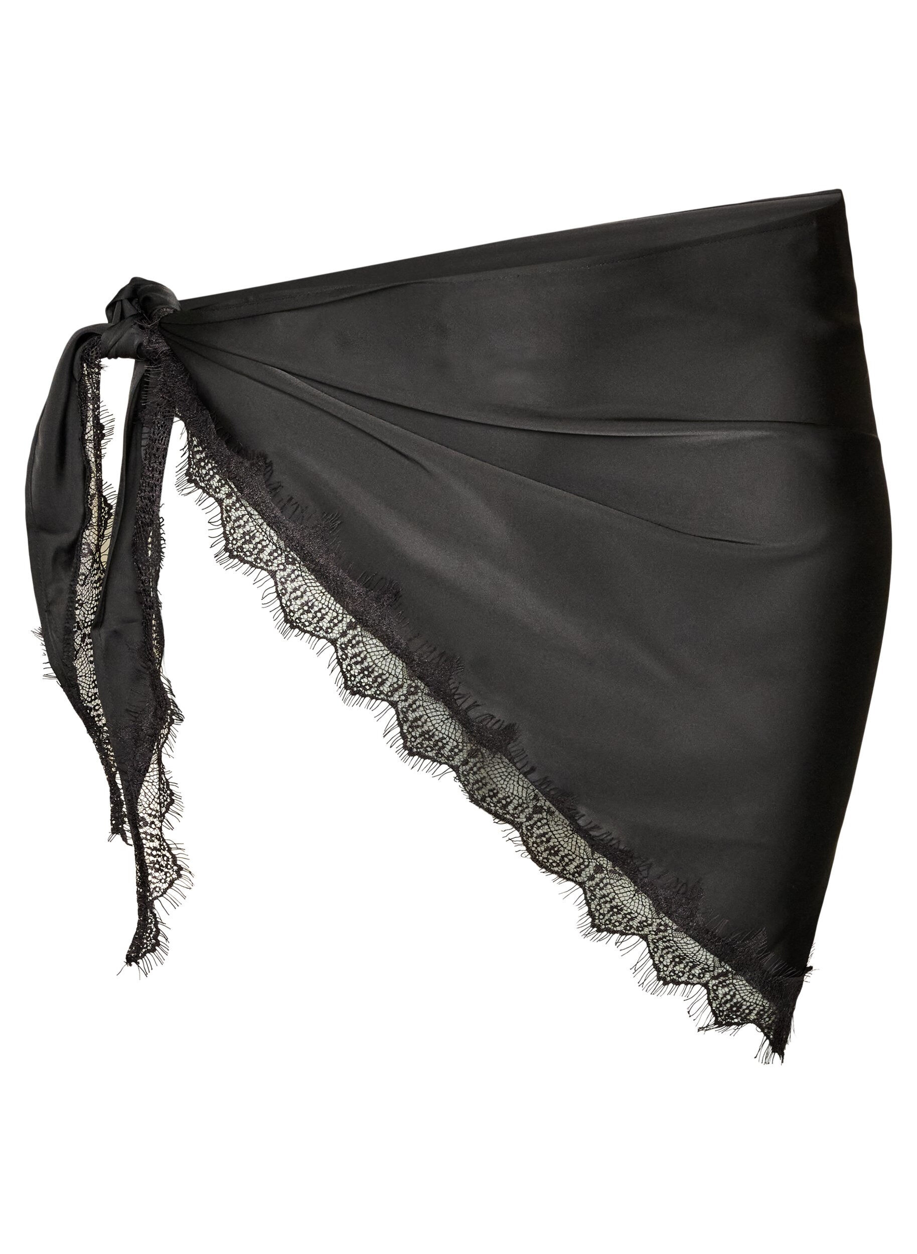 Schal aus Satin mit Spitzensaum